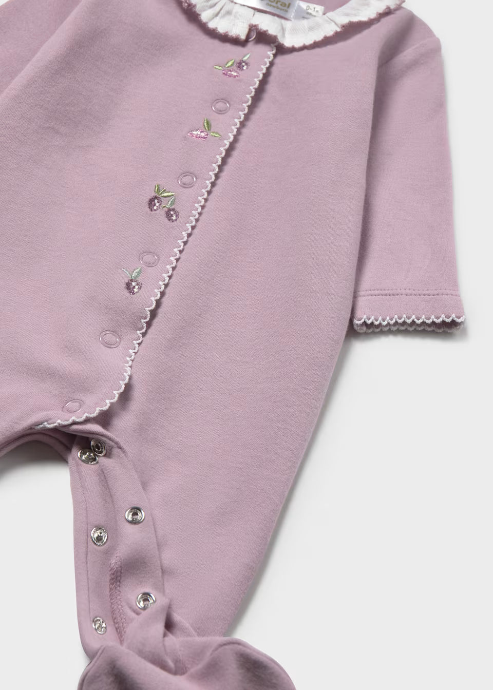 Mauve Floral Embroidered Footie