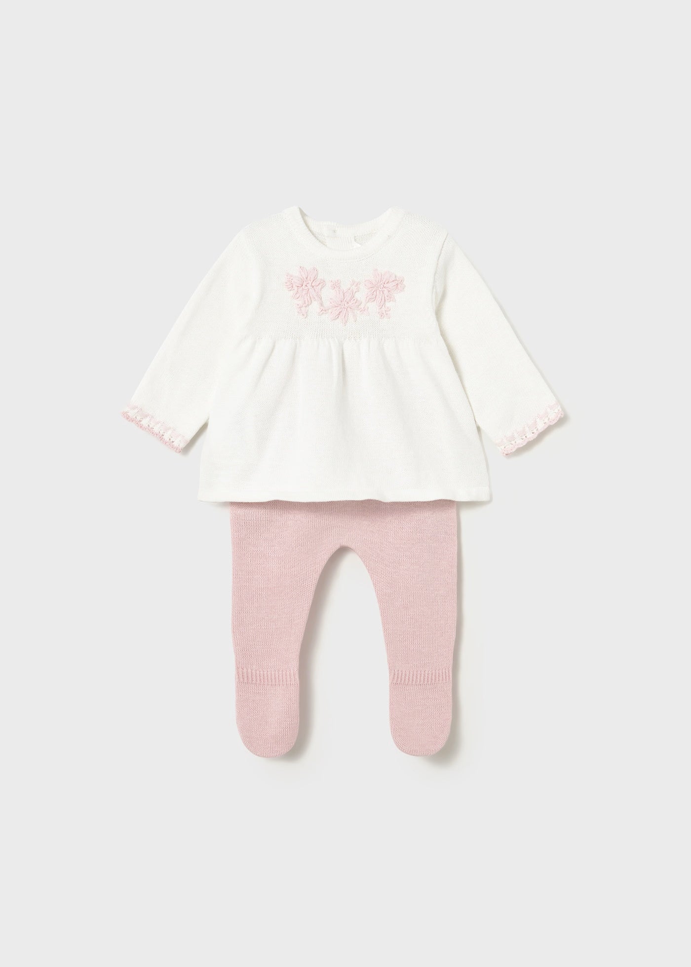 Floral Crochet Top Pink Footie Pant Set