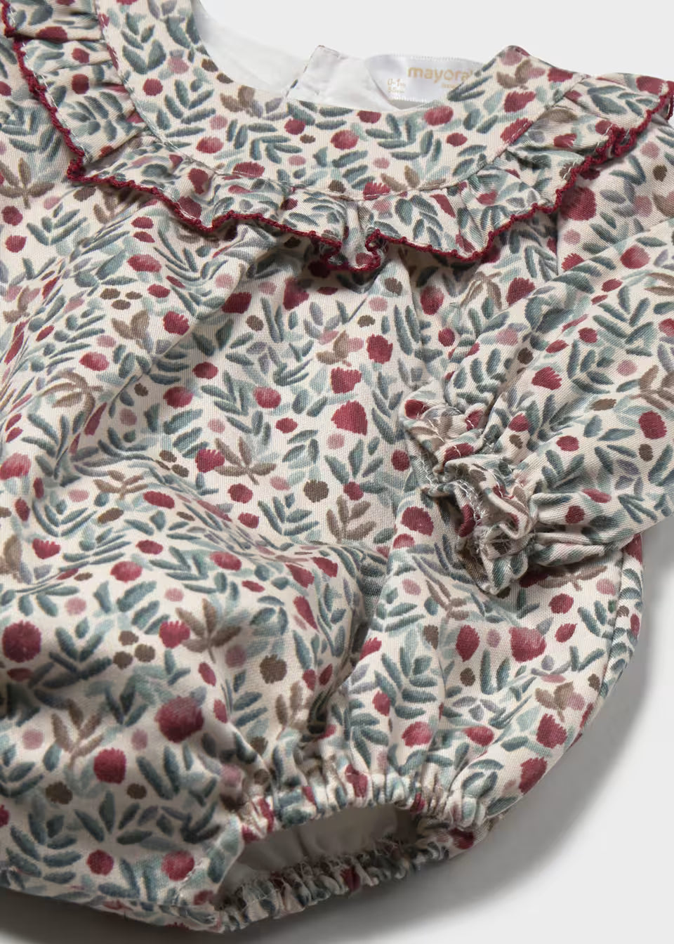 Christmas Cranberry Ruffleneck Bubble with Tights