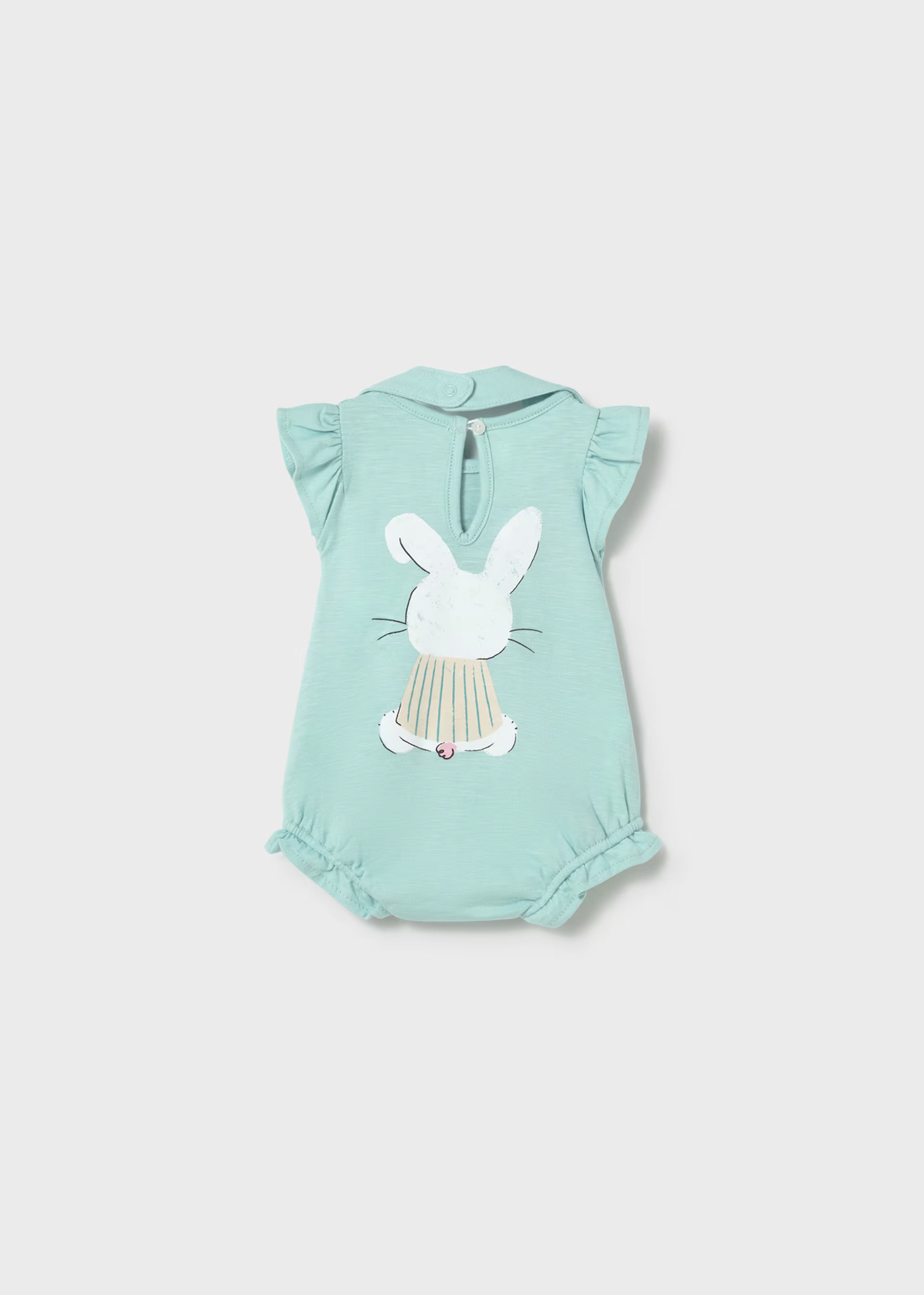Glass Green Ruffle Bunny Romper & Bib