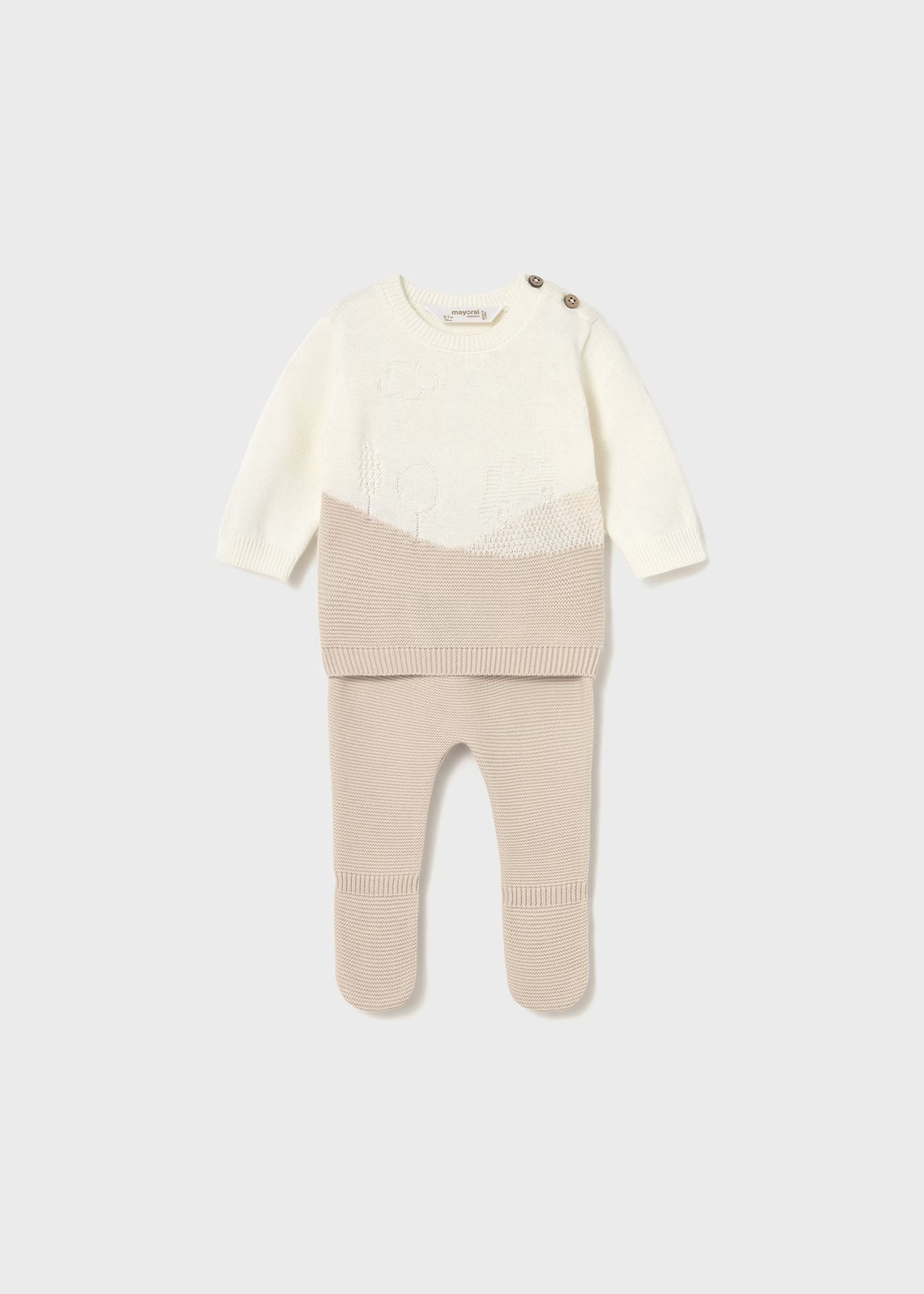Warm Neutral Knit Car Footie Pant Set
