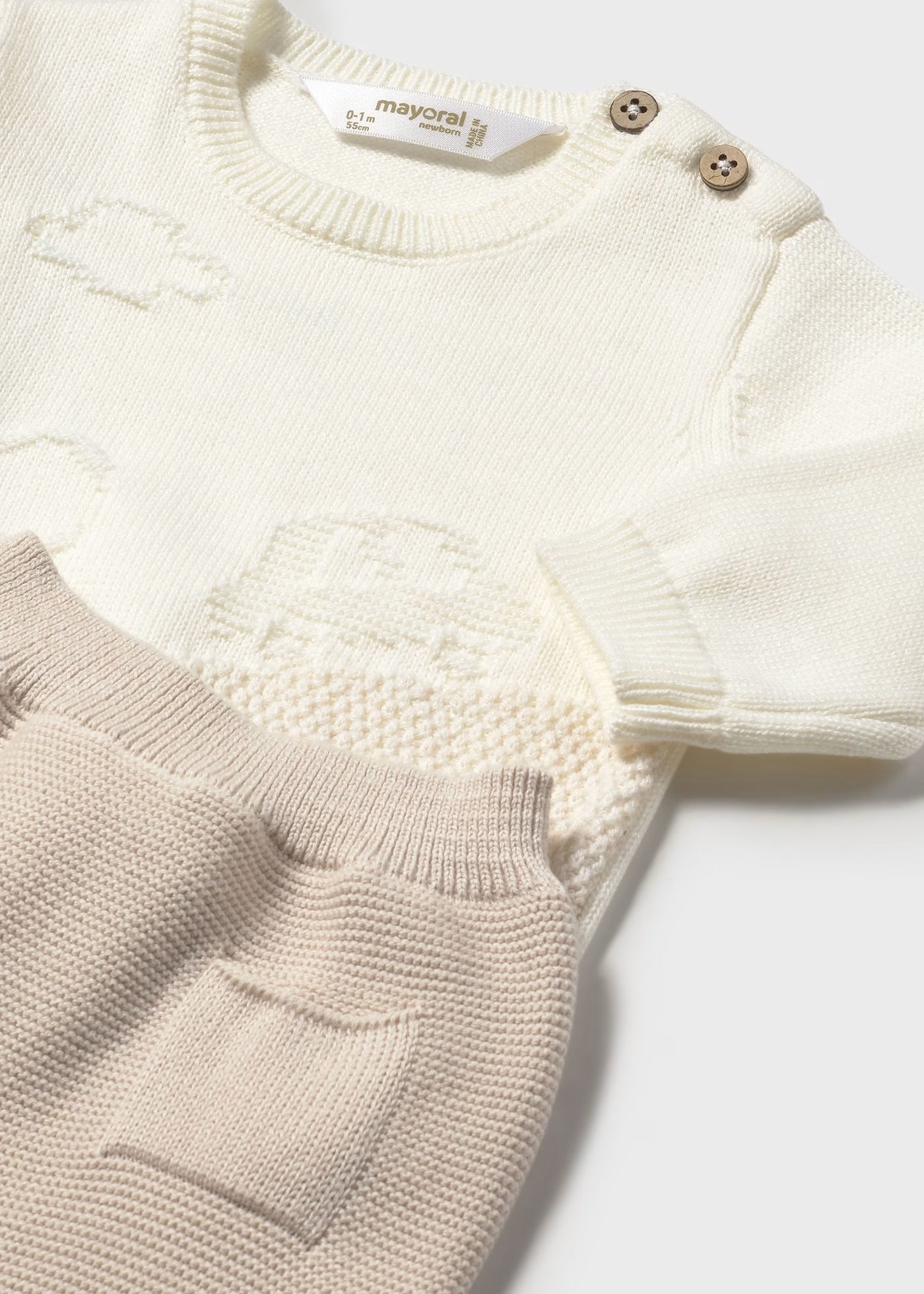 Warm Neutral Knit Car Footie Pant Set