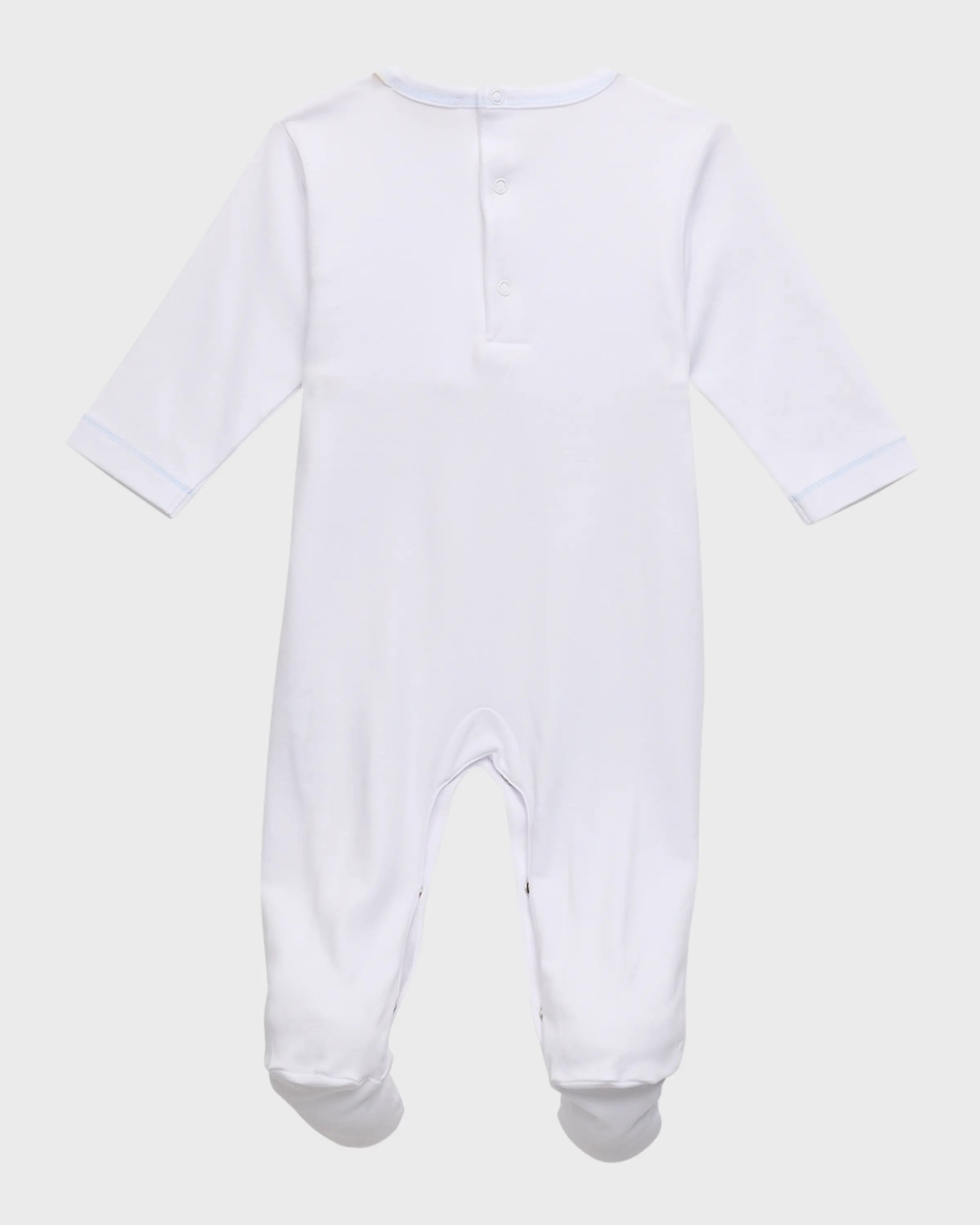 White Hand Smocked Geo Pleated Footie