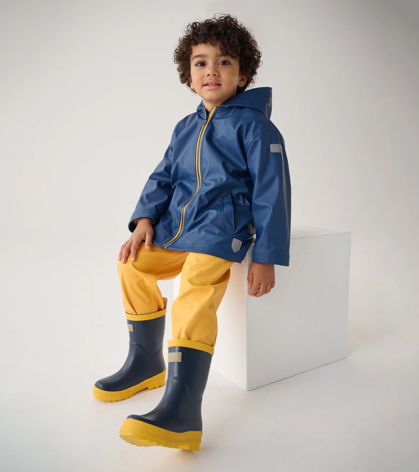 Navy & Yellow Matte Rain Boots