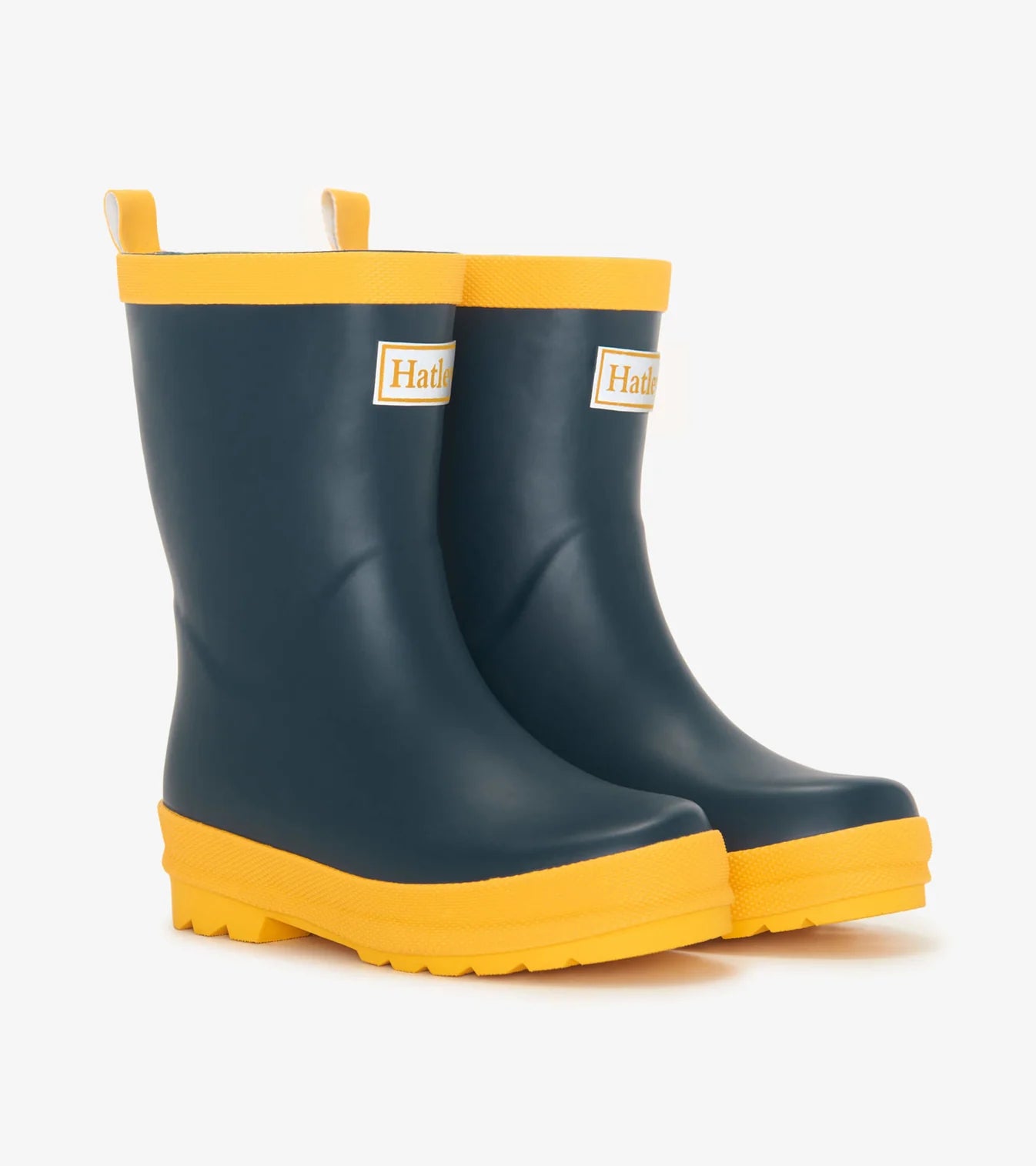 Navy & Yellow Matte Rain Boots