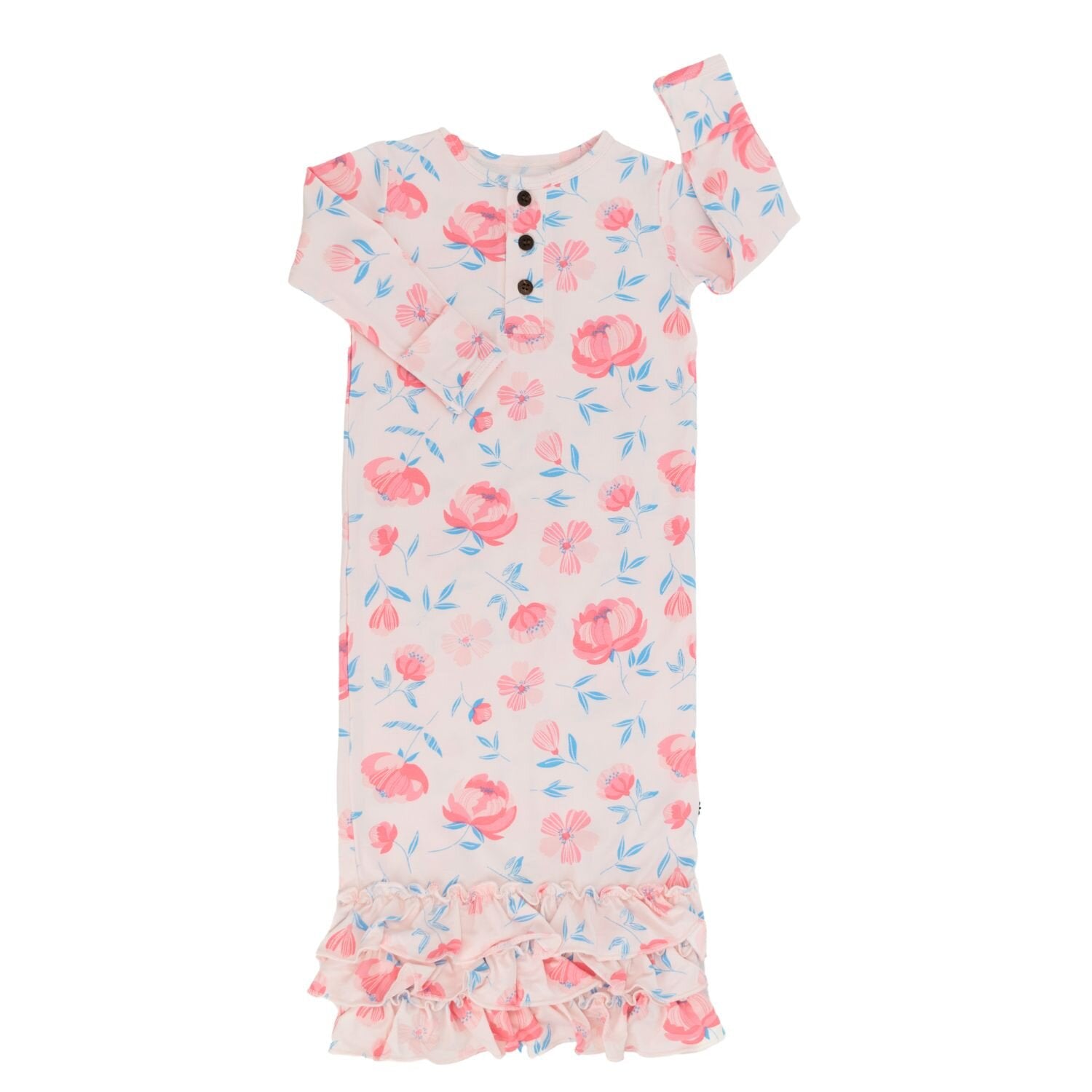 Ruffle Gown Peony Pink NB-3m