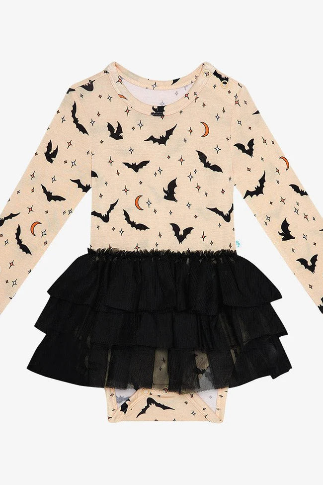 Spooky Bats LS Tulle Skirt Bodysuit