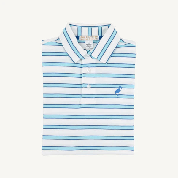 TBBC Prim Proper Polo Belhaven Wood Boat Blue Stripe