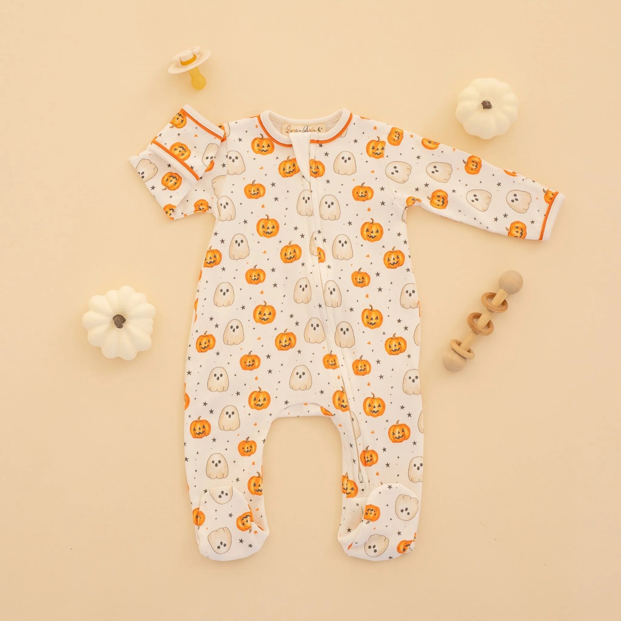 Pumpkin and Boo Zip Footie