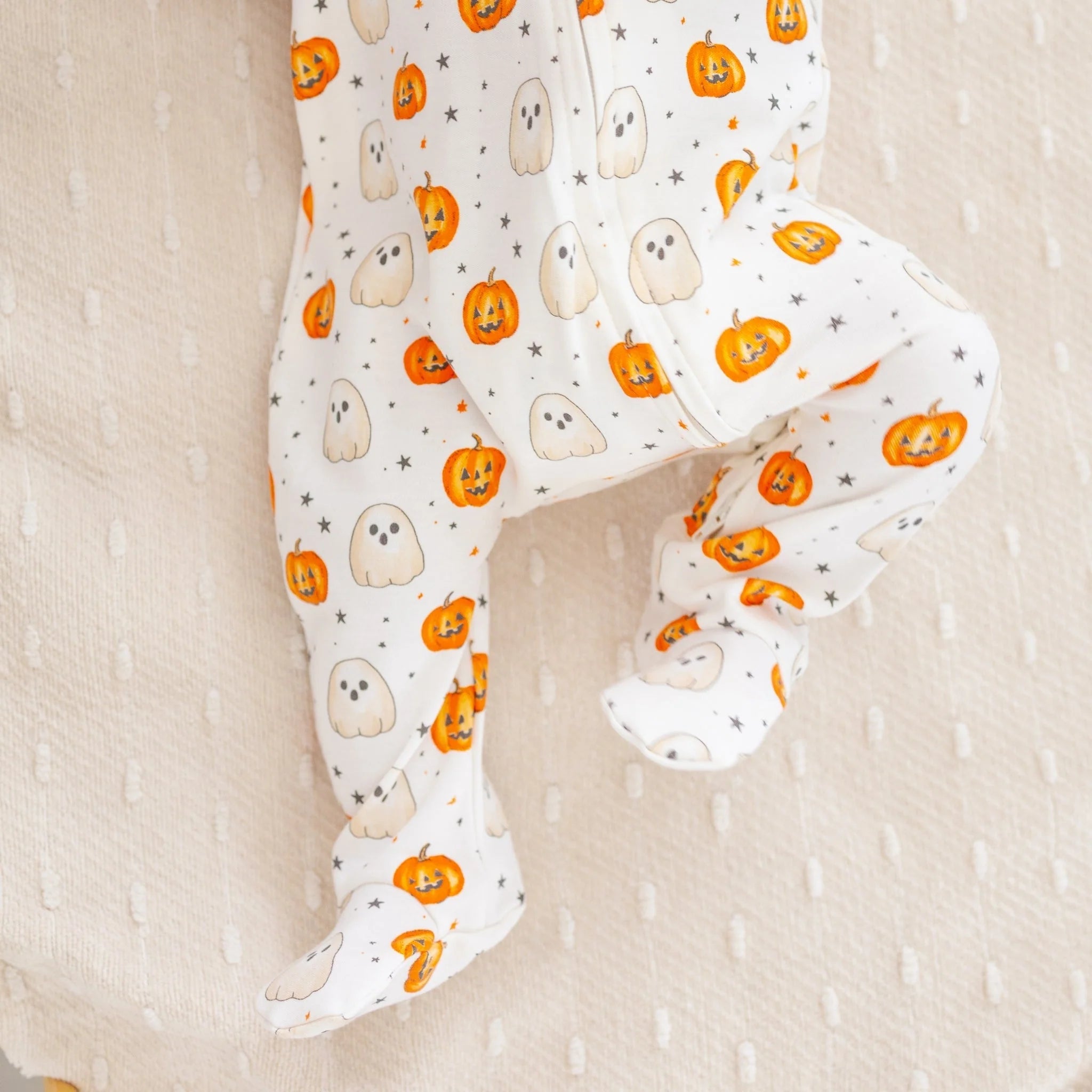 Pumpkin and Boo Zip Footie