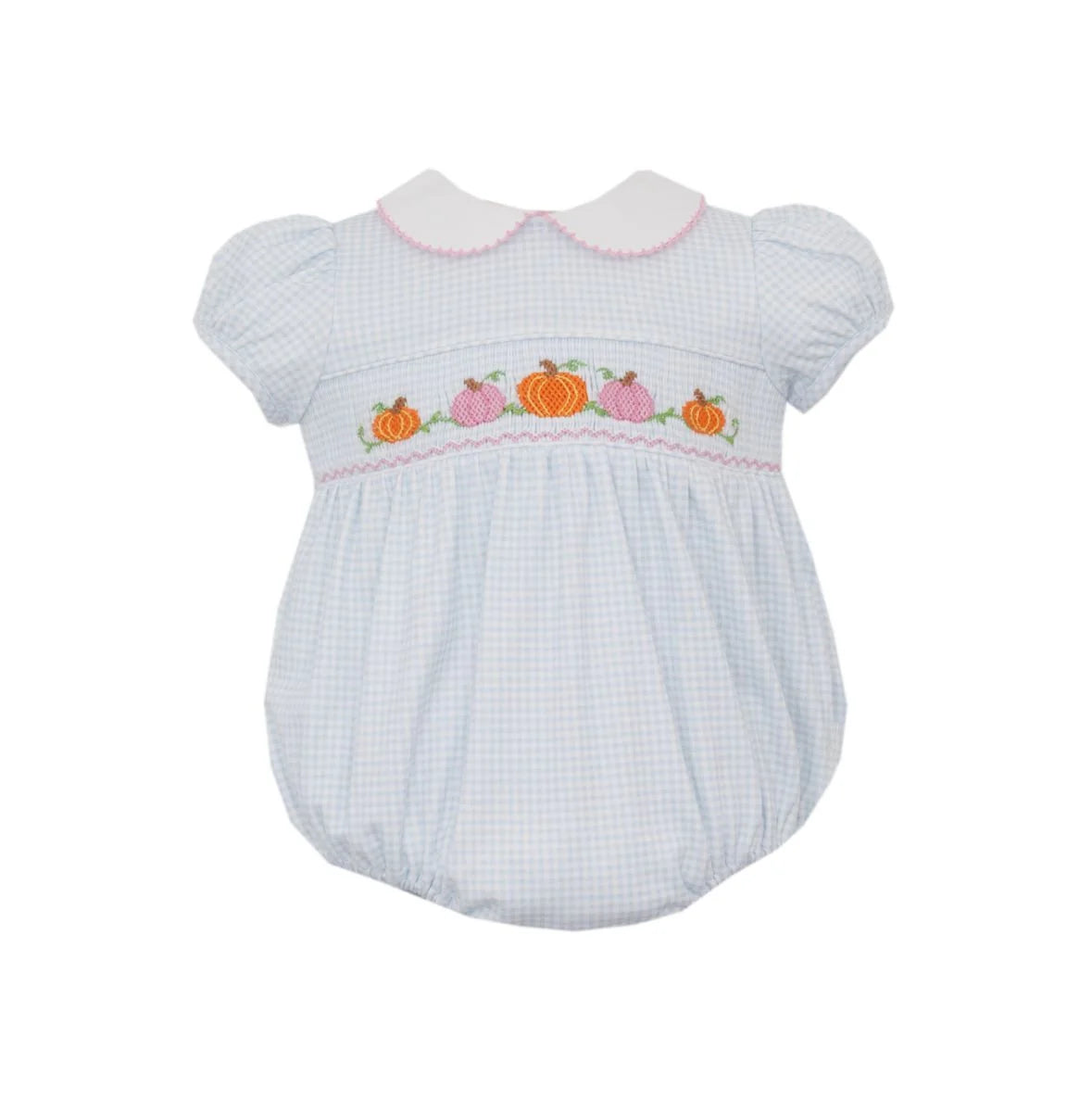 Pumpkin Blue Gingham Knit Bubble