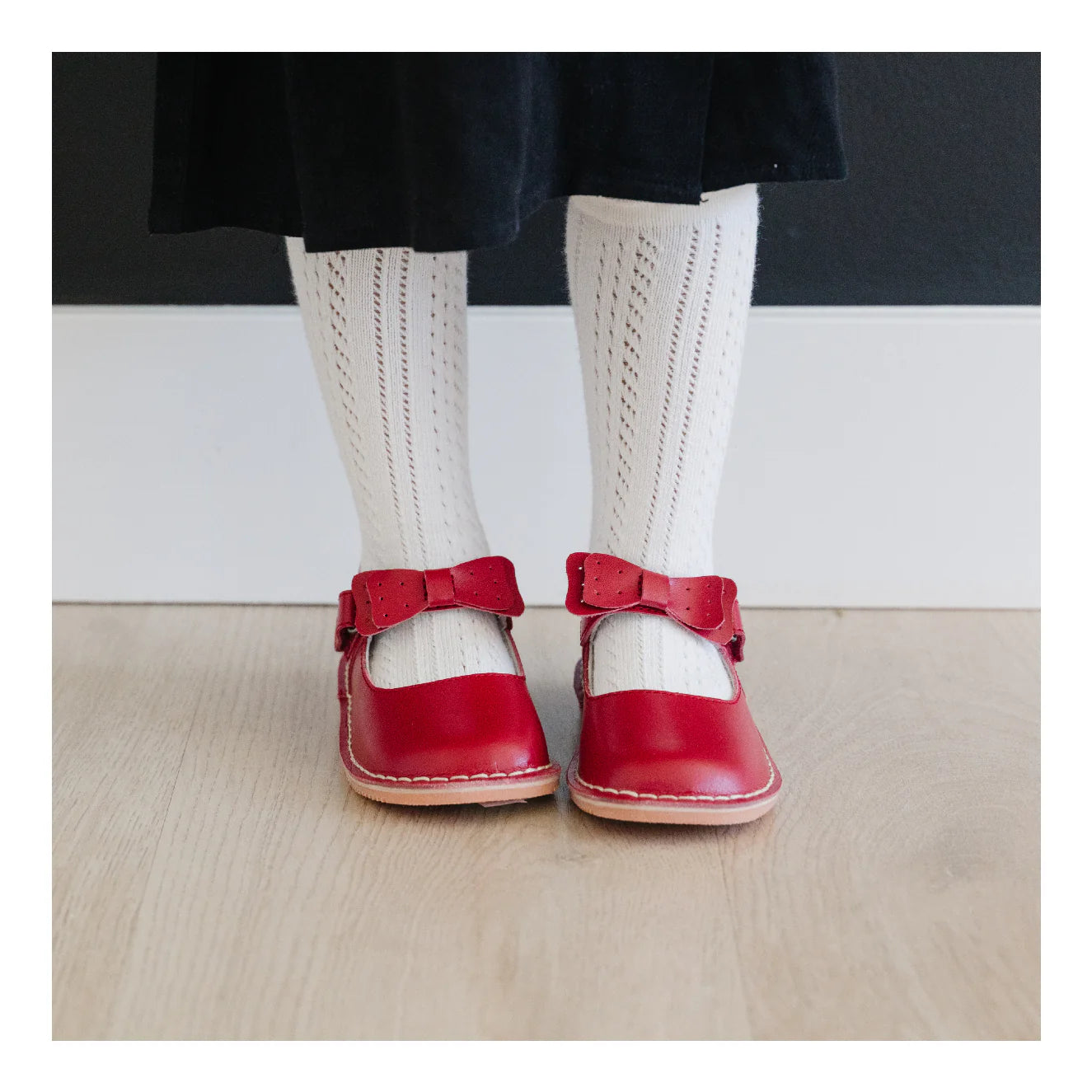 Red Iris Bow Strap Mary Janes