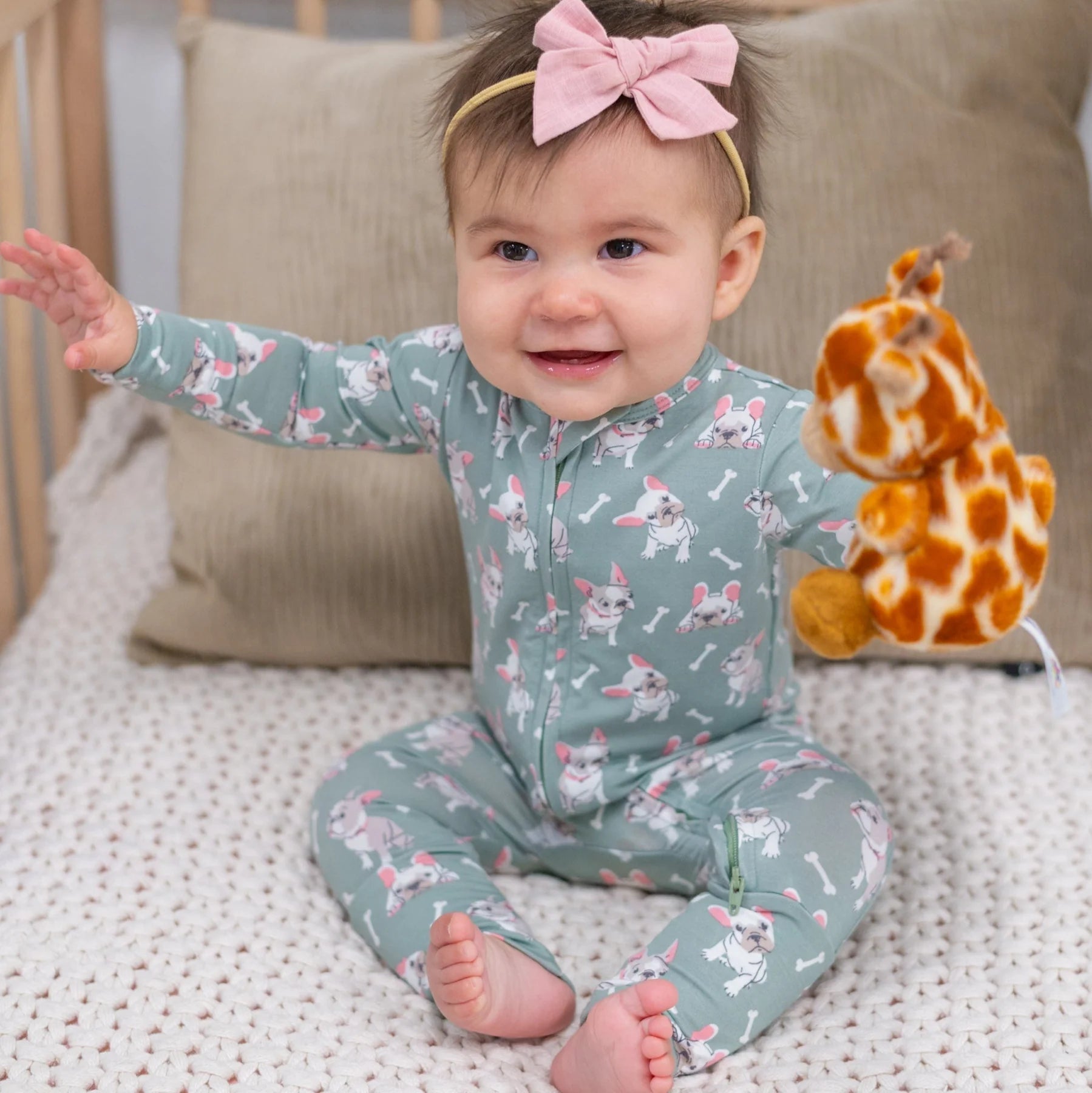 Sage Ruff and Stuff Pink Pup Conv Romper