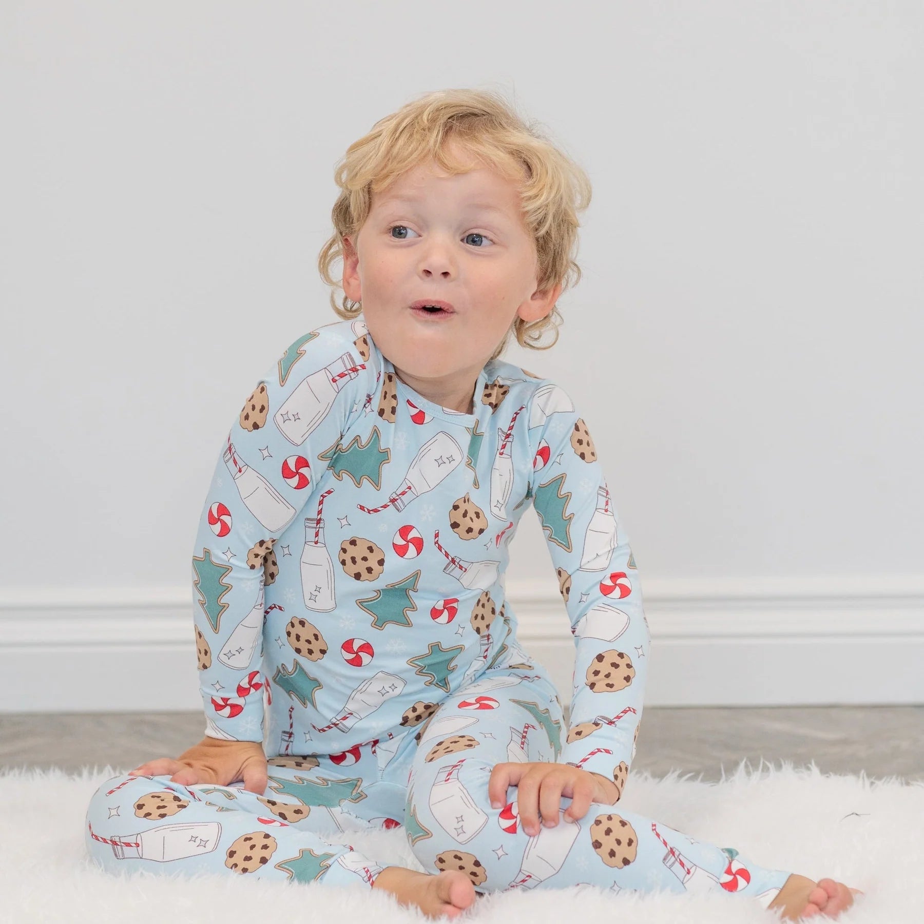 Blue Santa's Cookies LS PJ Set