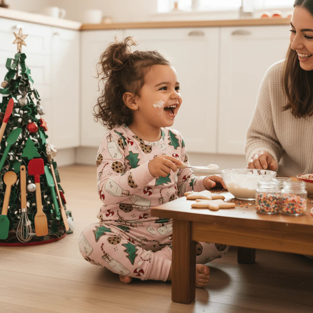 Pink Santa's Cookies LS PJ Set