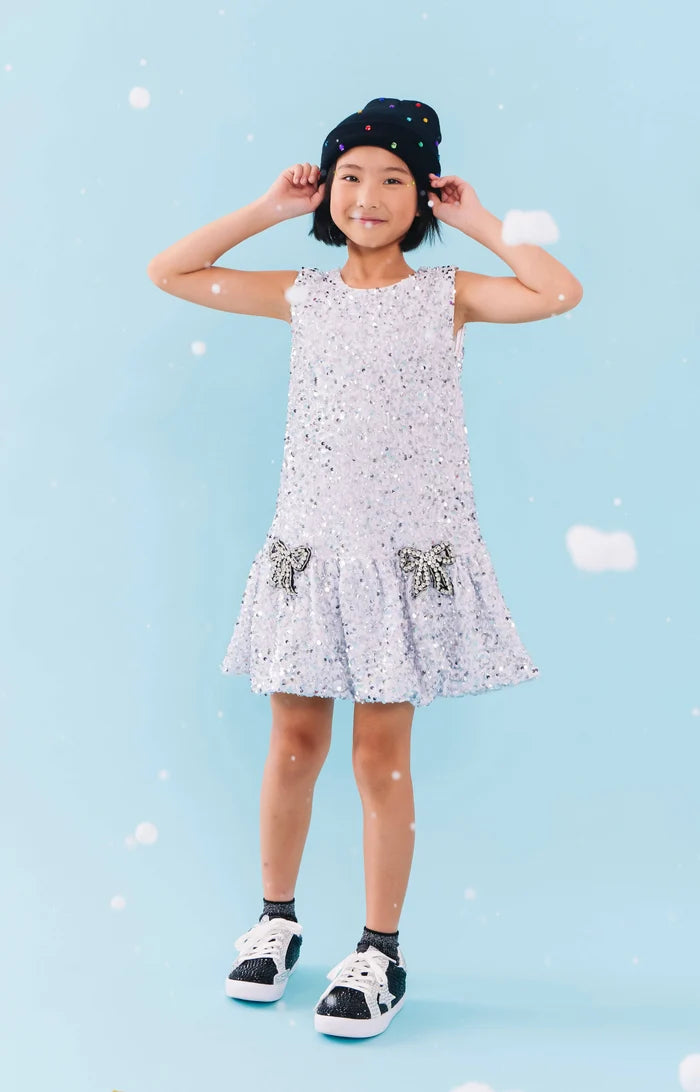 Silver Shimmer Bow Party Dress