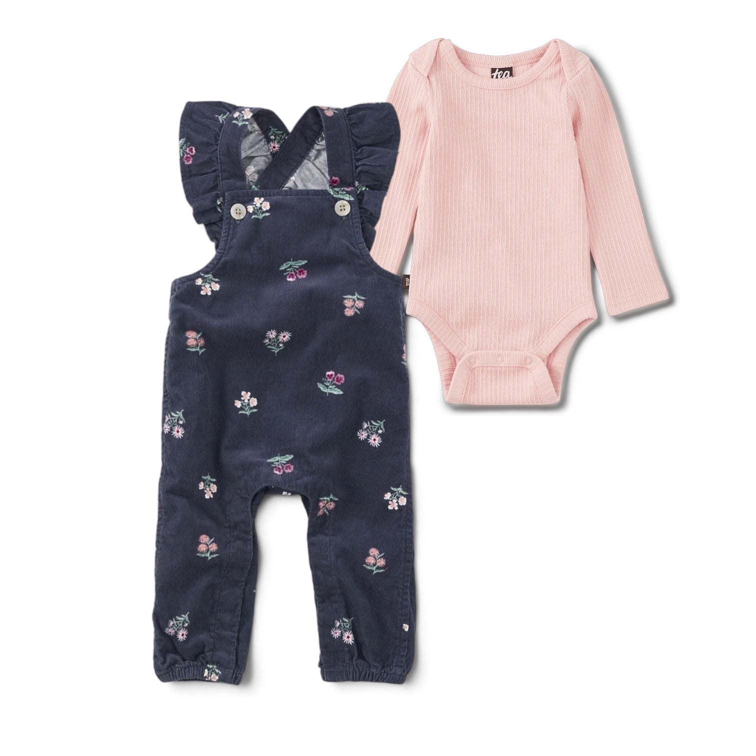 Corudroy Ruffle Overalls and Bodysuit Set