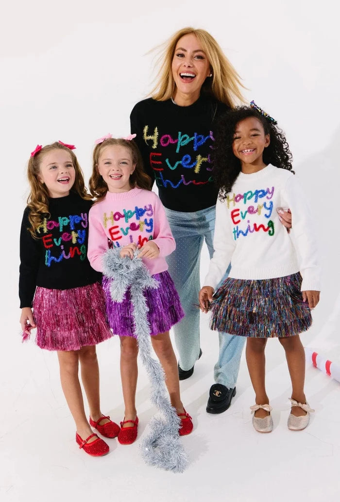 Pink Happy Everything Tinsel Sweater