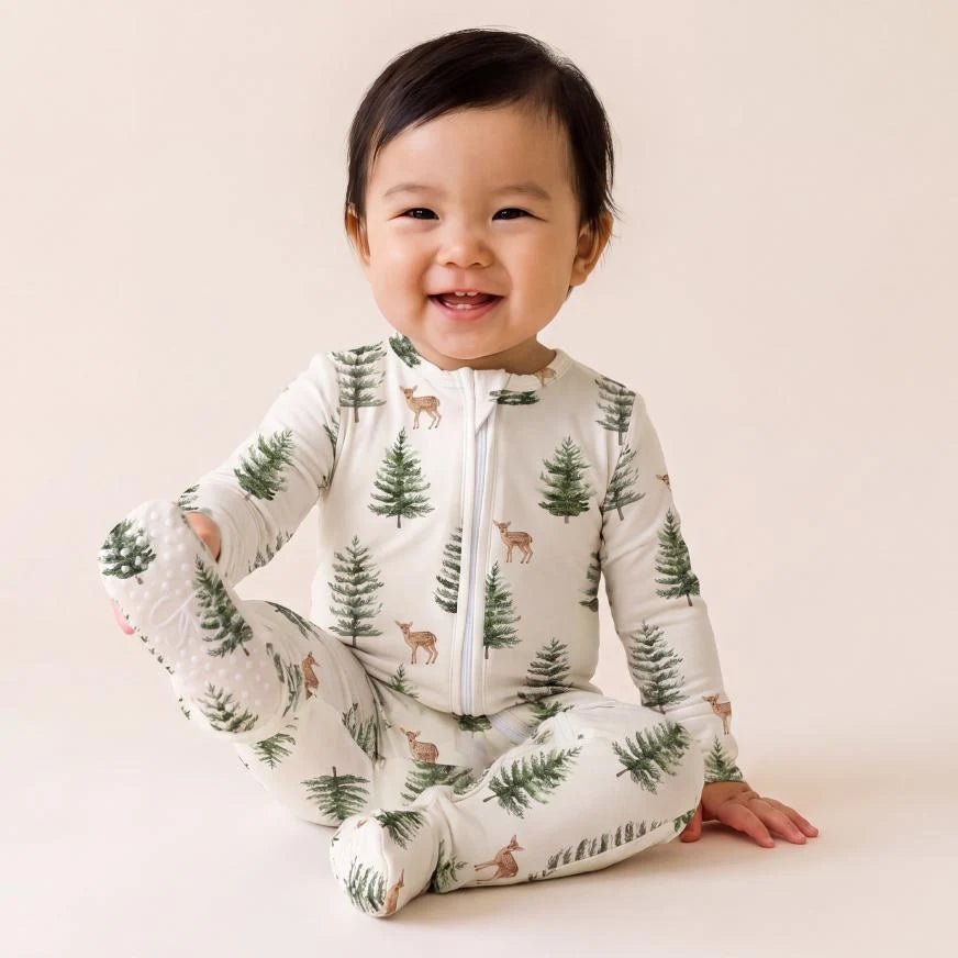 Winter Fawn Zipper Footie