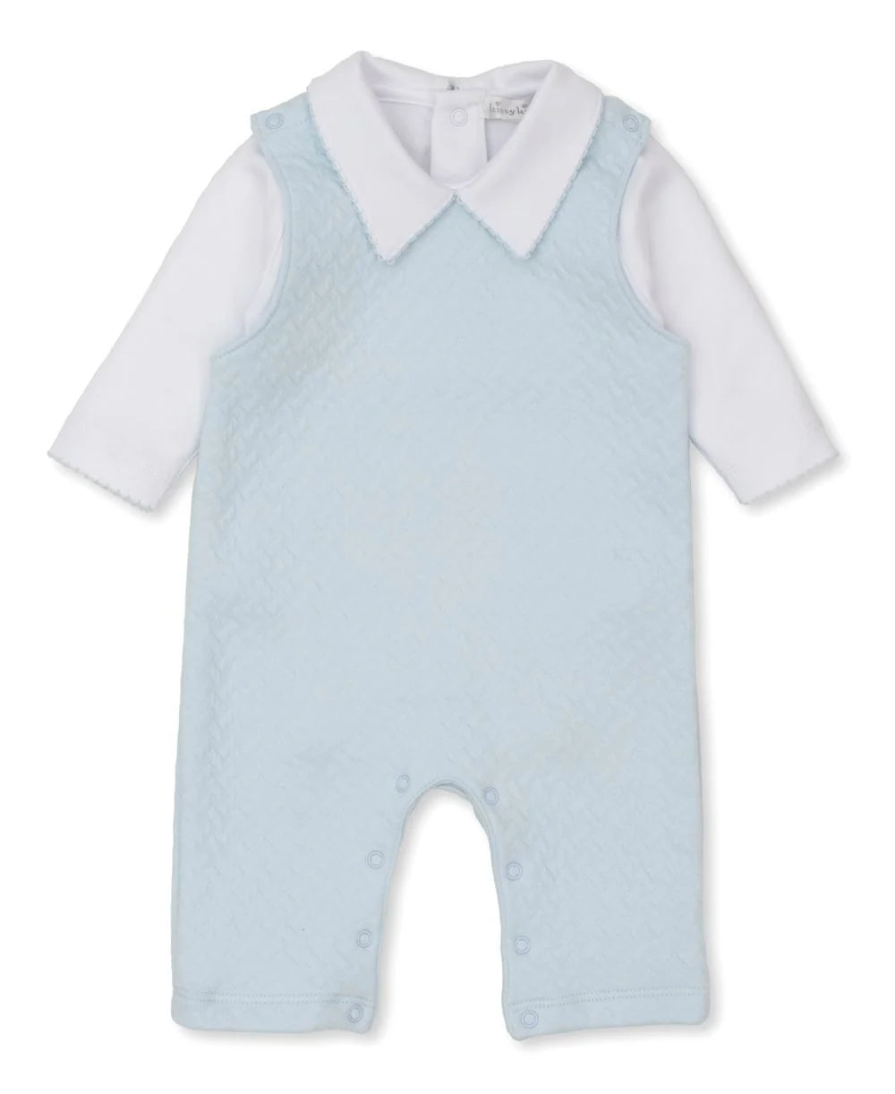 Kissy Blue Jacquard Overall Set