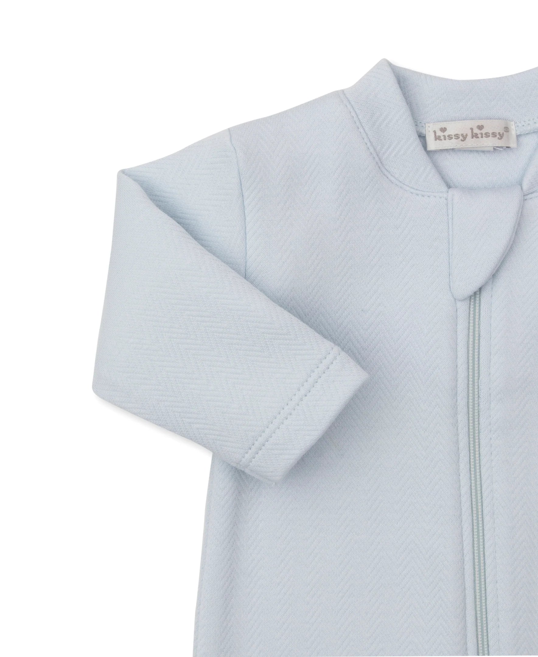 Blue Jacquard Sweet Homecoming Zip Footie