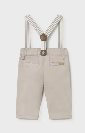 Stone Twill Pants w Striped Suspenders