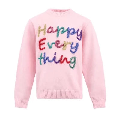 Pink Happy Everything Tinsel Sweater