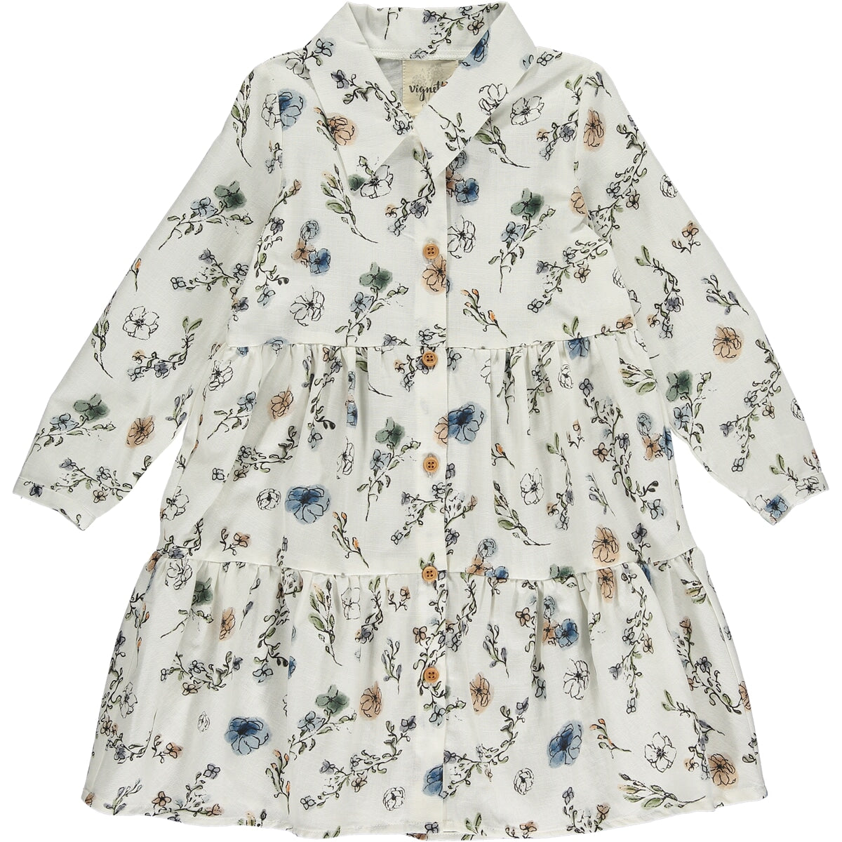 Cream Cool Ditsy Floral Collared Dress