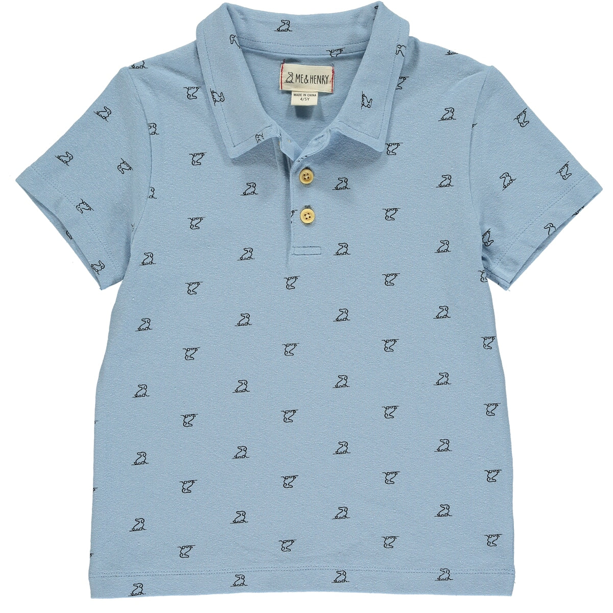 Blue Henry Print Polo Shirt