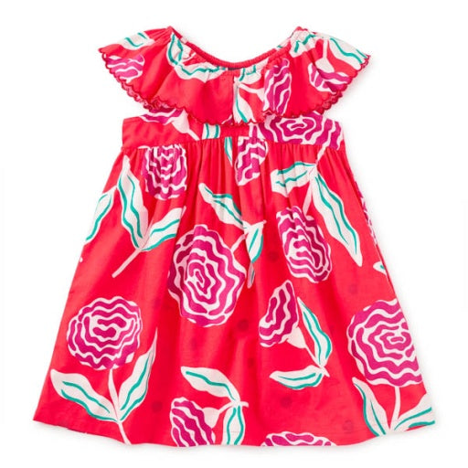 FLUTTER SLEEVE WOVEN DRESS