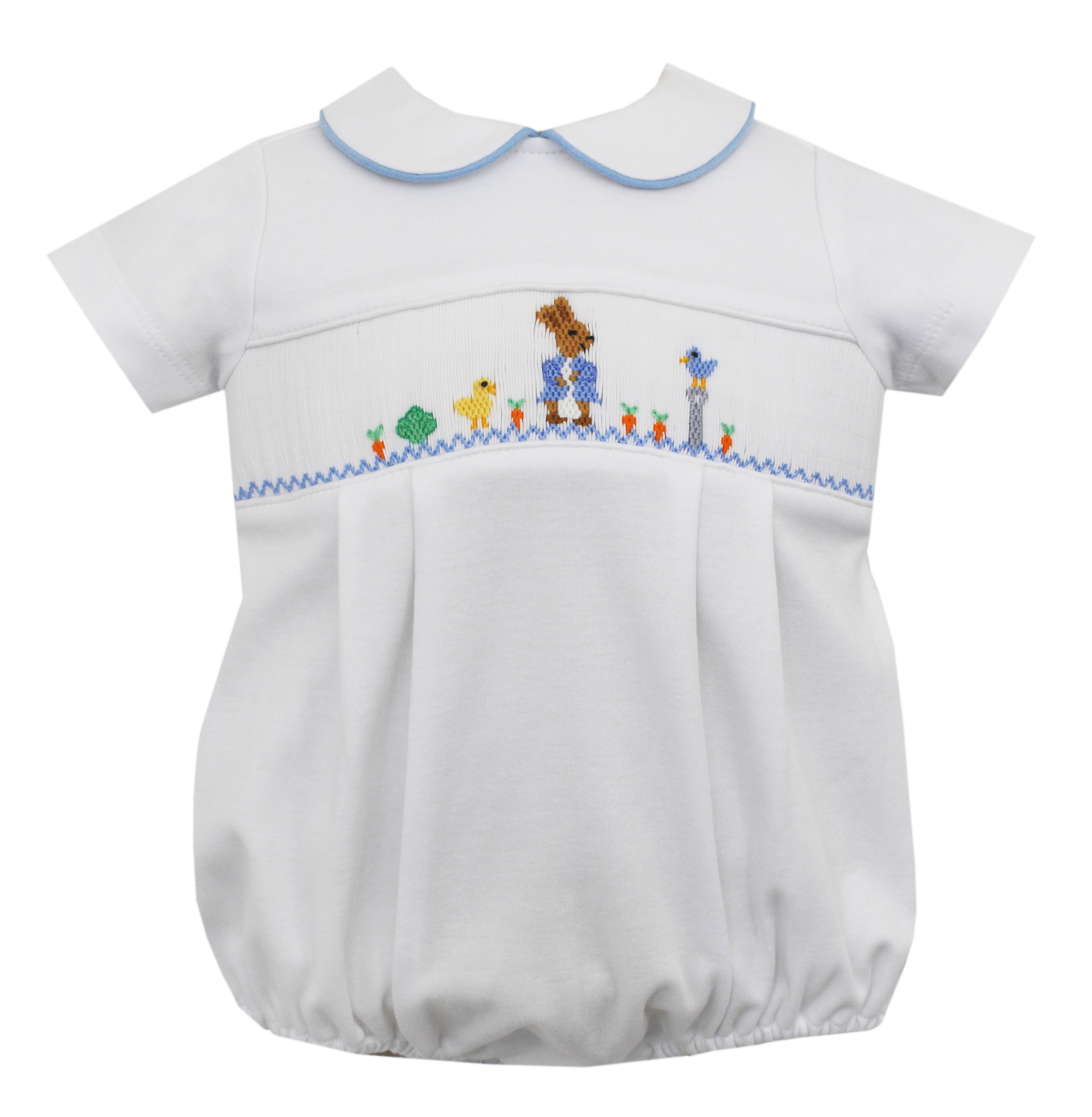White Smocked Peter Rabbit Collared Bubble