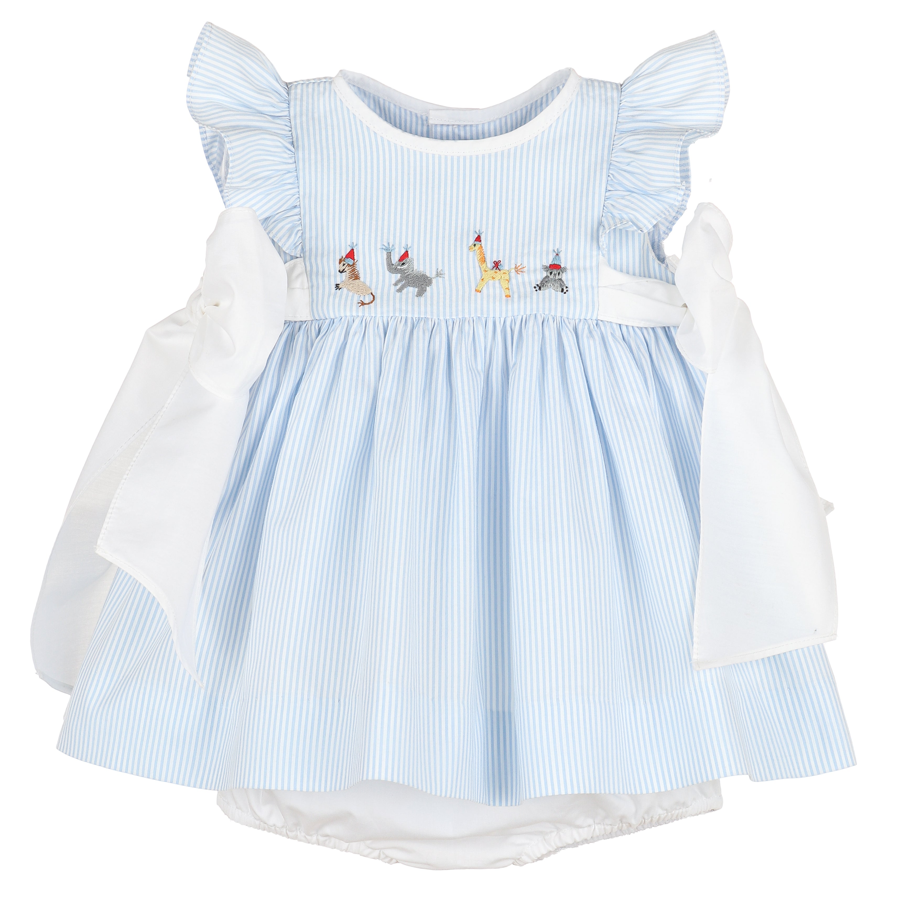 Blue Striped Party Animals Dress w Side Ties