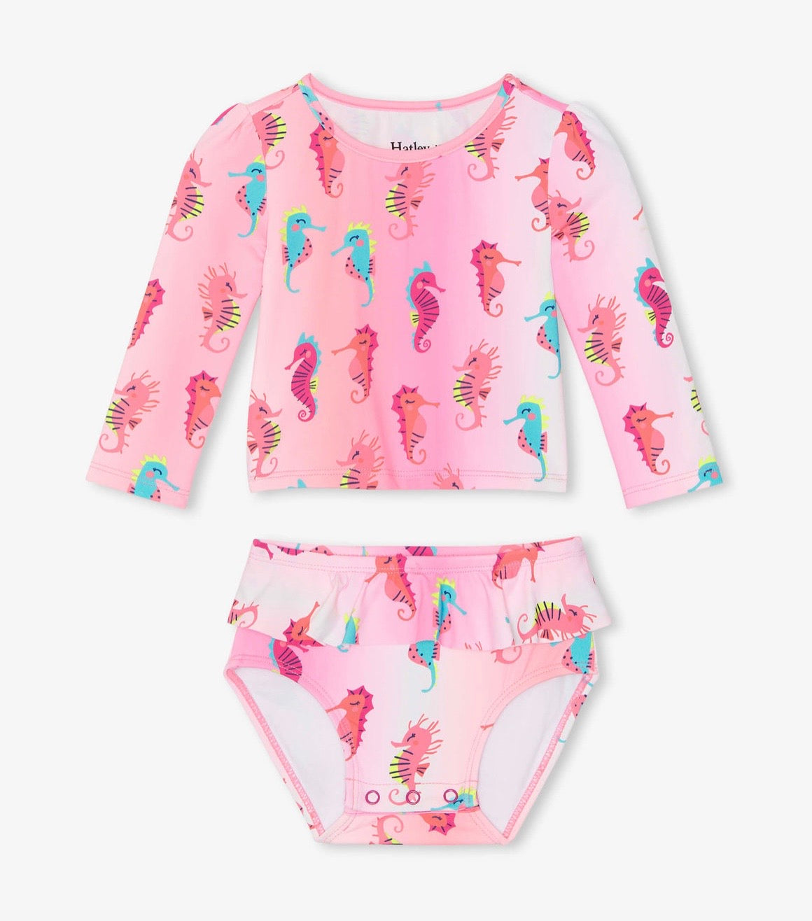 Pink Little Seahorses Rashguard Swim Set