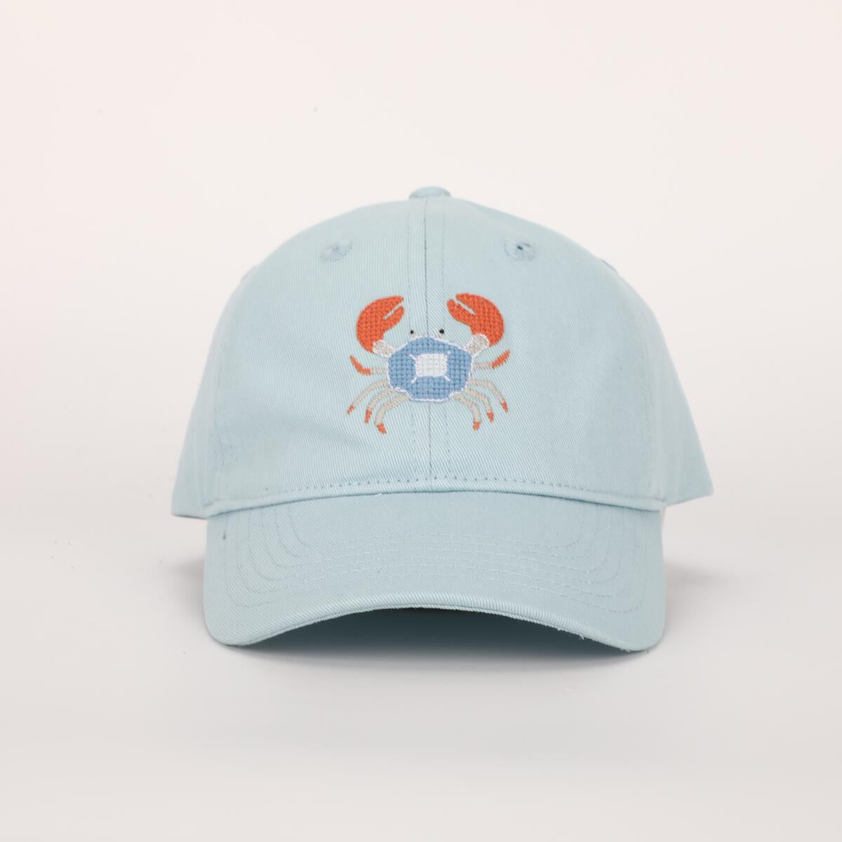 Light Blue Needlepoint Crab Hat
